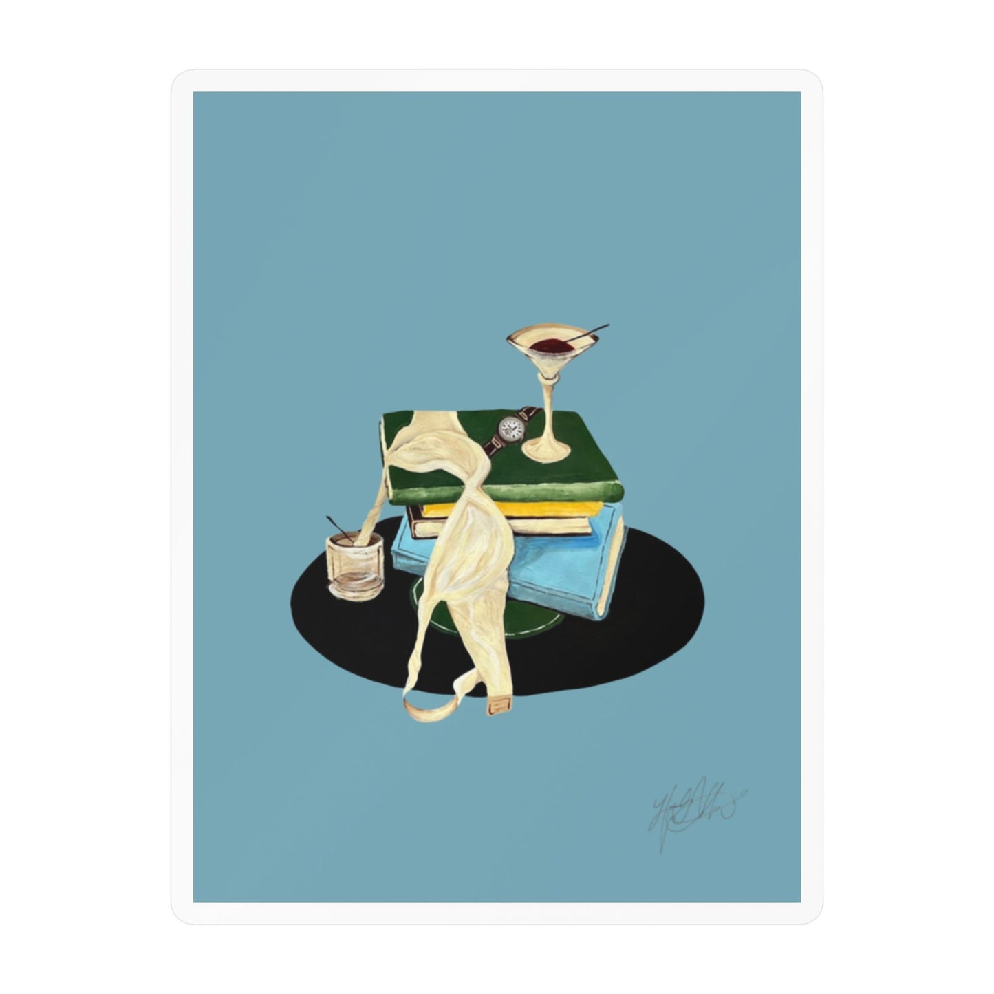 Last Call | Vintage Book Stack and Martini Vinyl Sticker