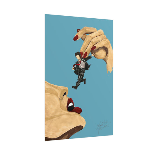 Maneater | Retro Pop Art Surreal Hand and Figure Illustration
