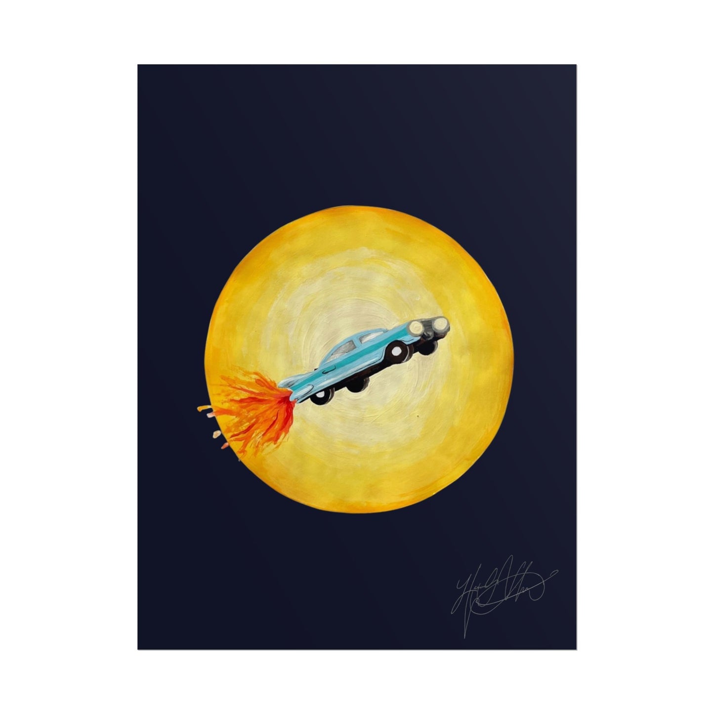 Joyride | Retro Rocket Car Space Surrealism Art Print