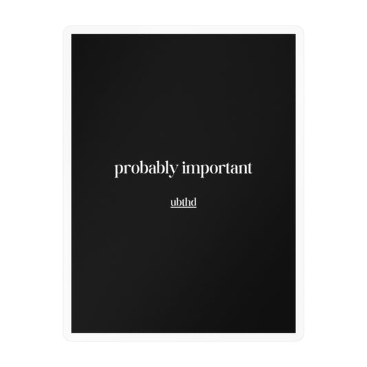 Probably Important | Minimalist Black and White Vinyl Sticker