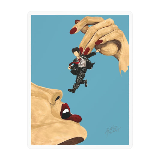 Maneater | Retro Pop Art Surreal Hand and Figure Vinyl Sticker