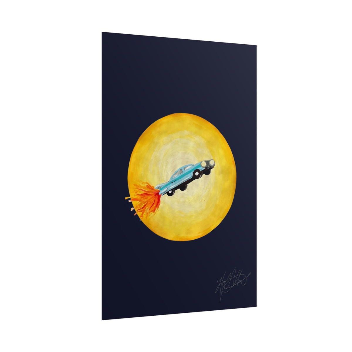 Joyride | Retro Rocket Car Space Surrealism Art Print