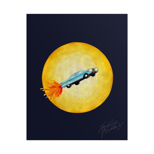 Joyride | Retro Rocket Car Space Surrealism Art Print