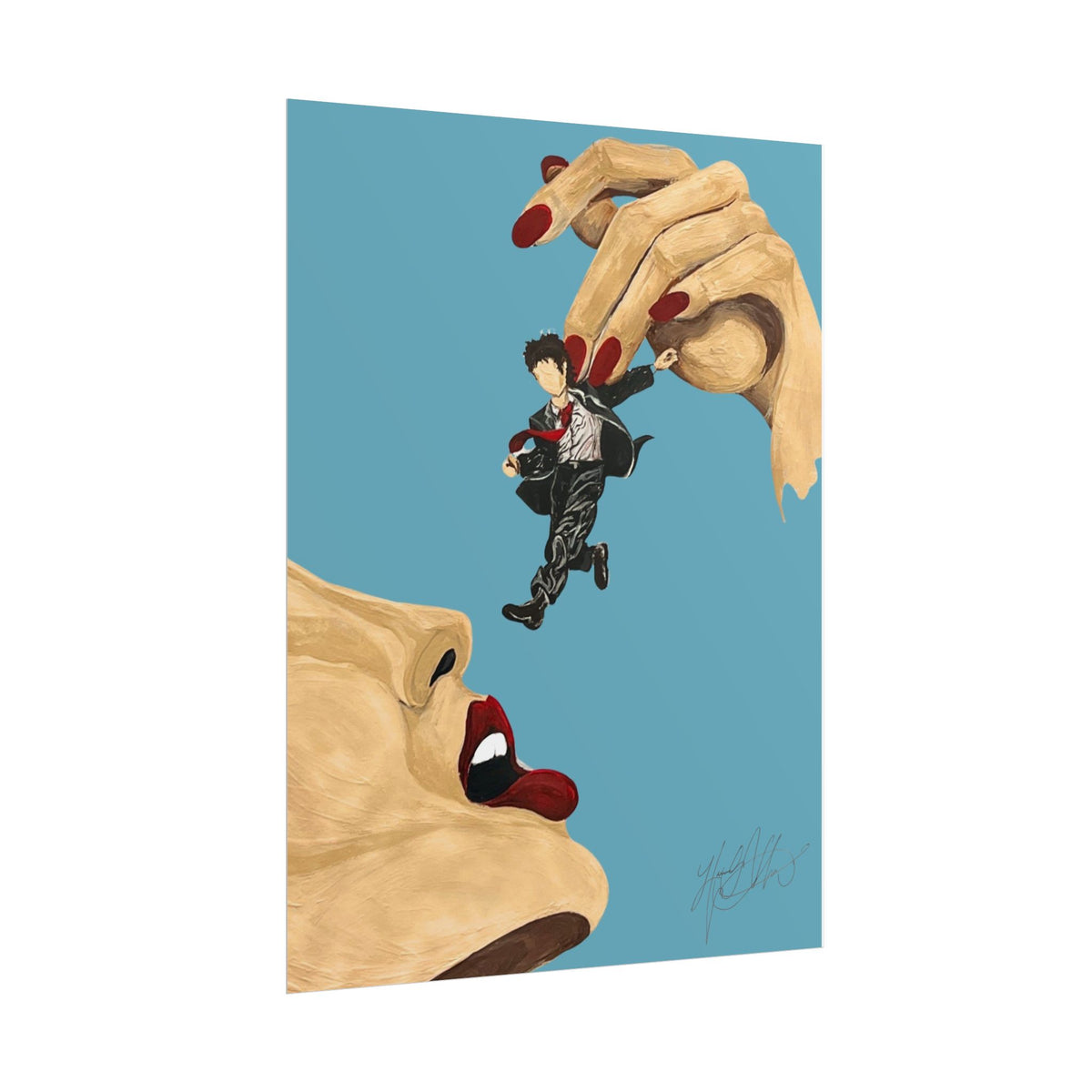 Maneater | Retro Pop Art Surreal Hand and Figure Illustration