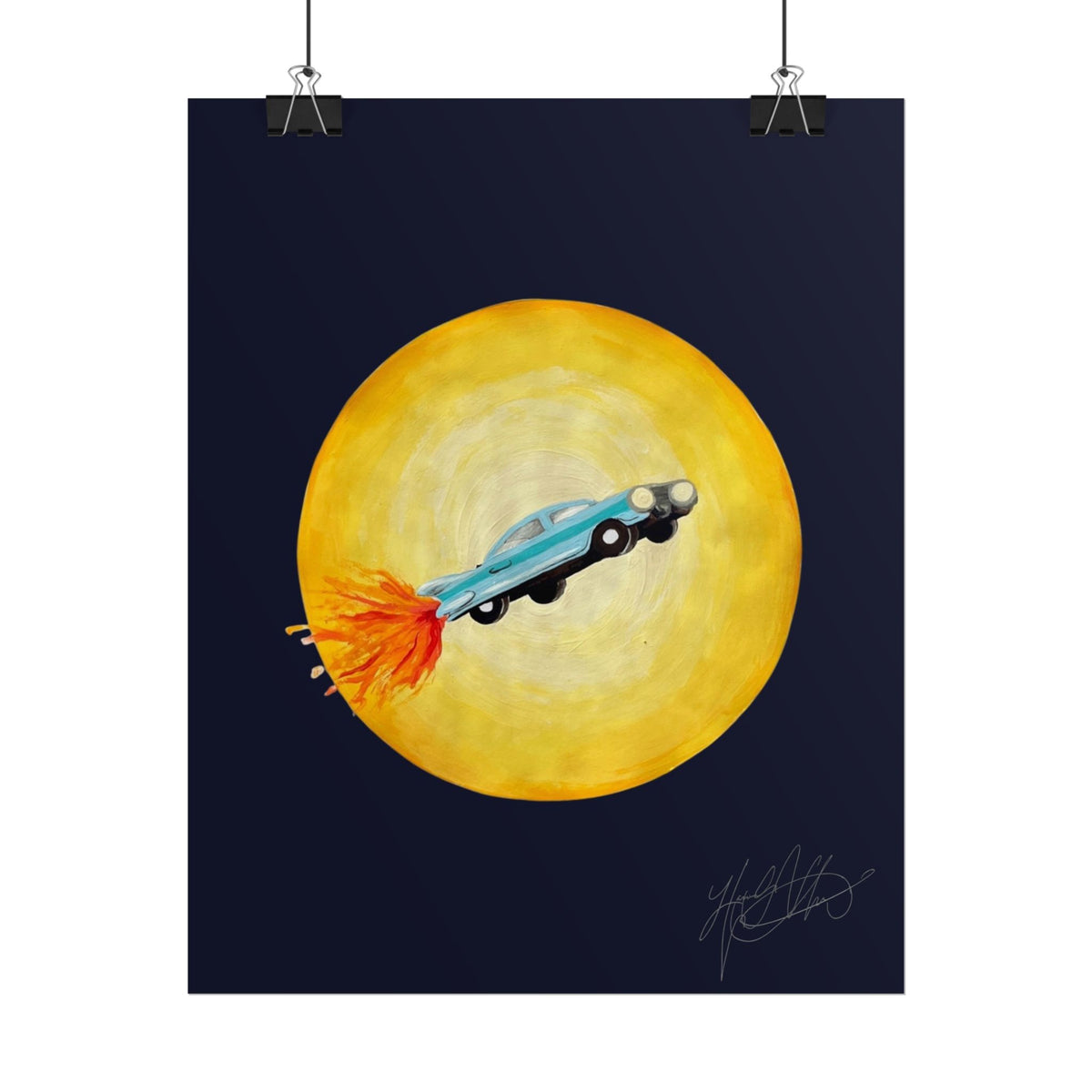 Joyride | Retro Rocket Car Space Surrealism Art Print