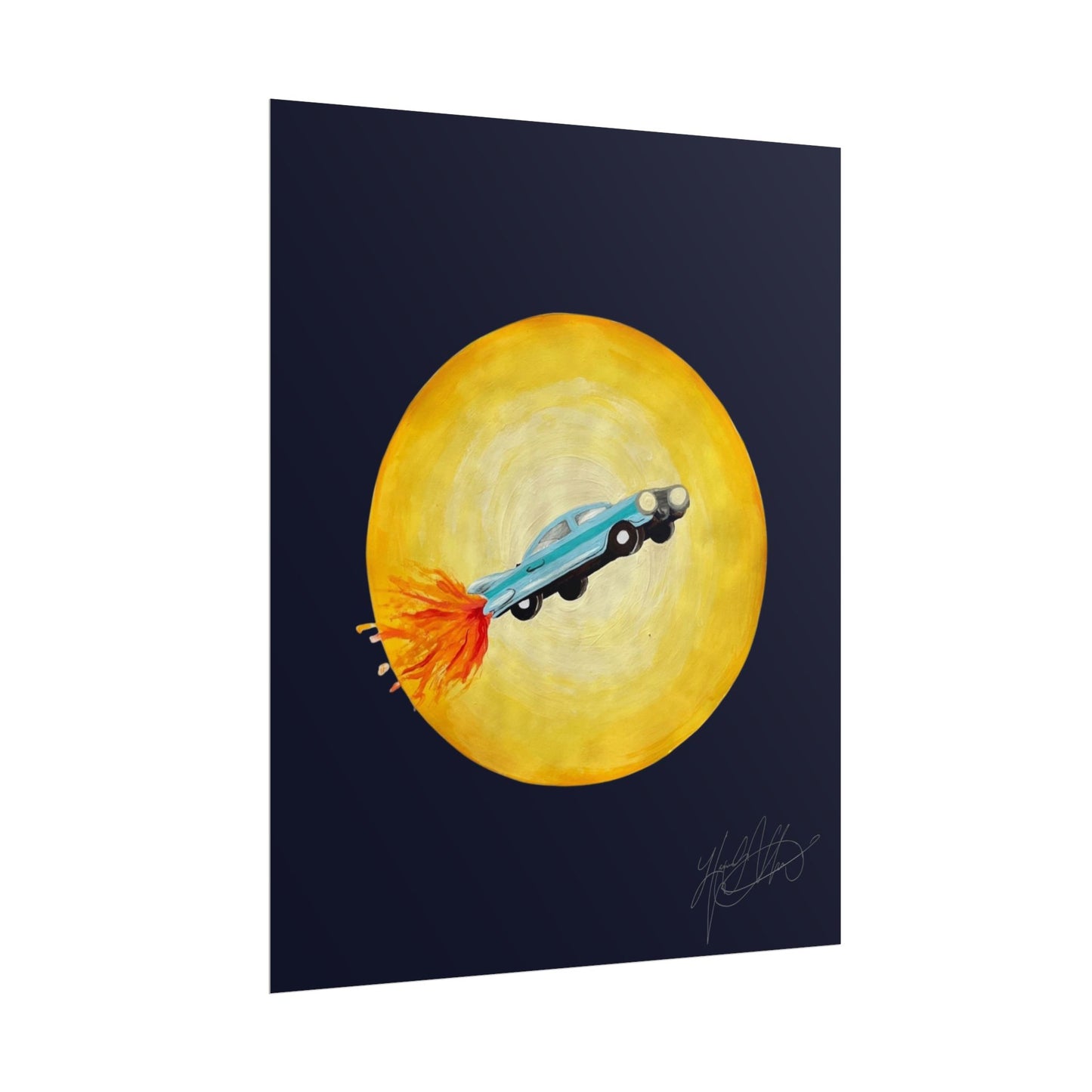Joyride | Retro Rocket Car Space Surrealism Art Print