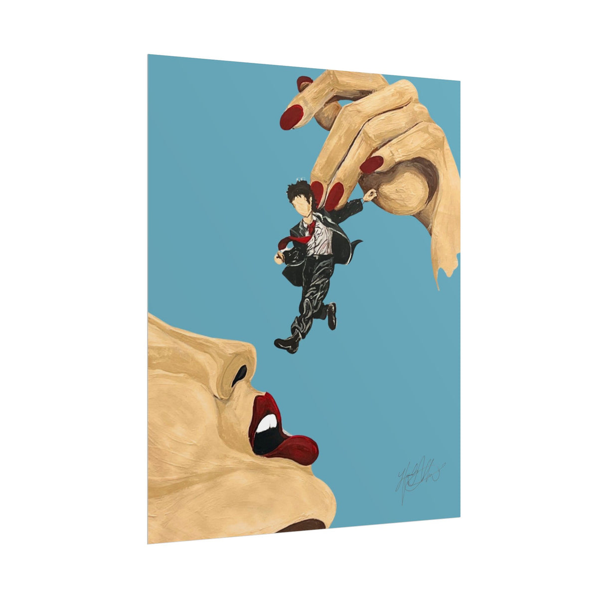 Maneater | Retro Pop Art Surreal Hand and Figure Illustration