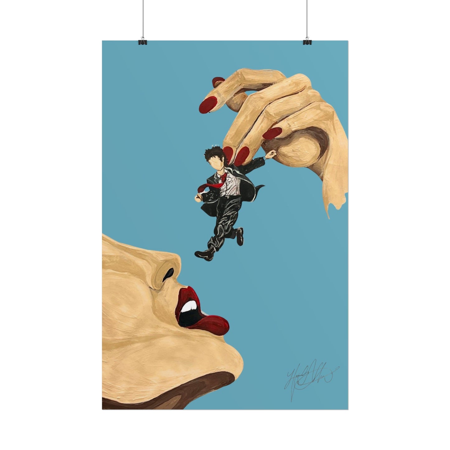Maneater | Retro Pop Art Surreal Hand and Figure Illustration