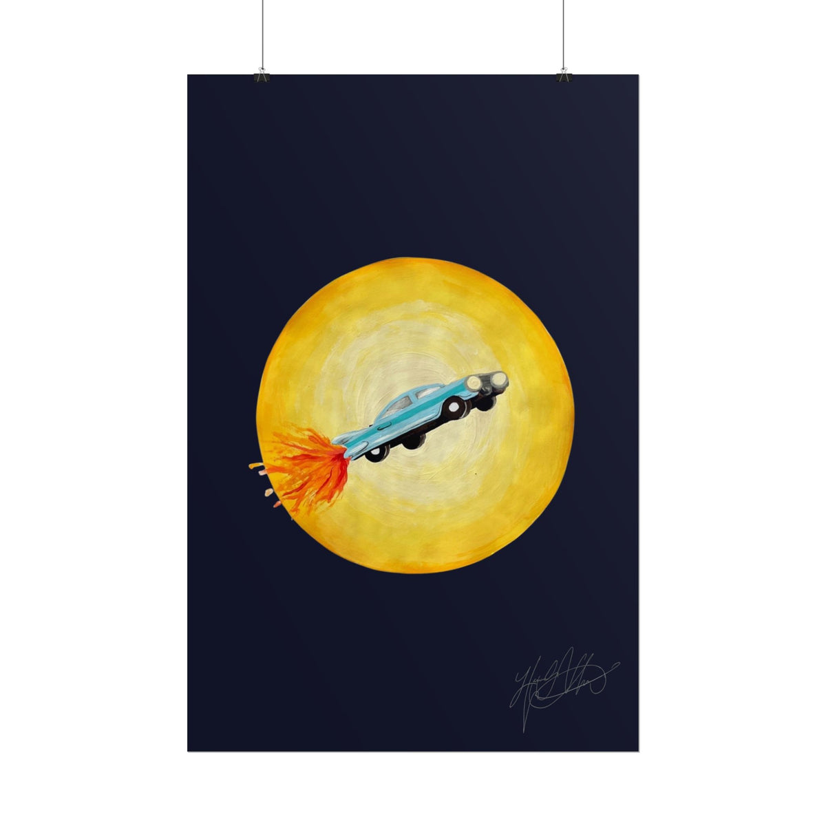 Joyride | Retro Rocket Car Space Surrealism Art Print