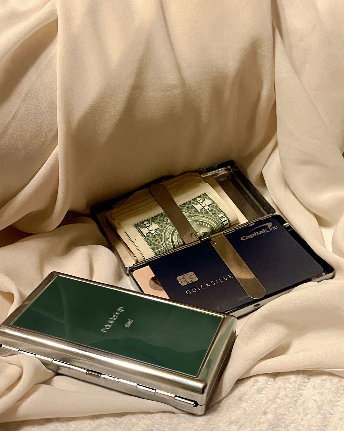 Let's Go | 2-Sided Art Vintage Metal Pocket Case